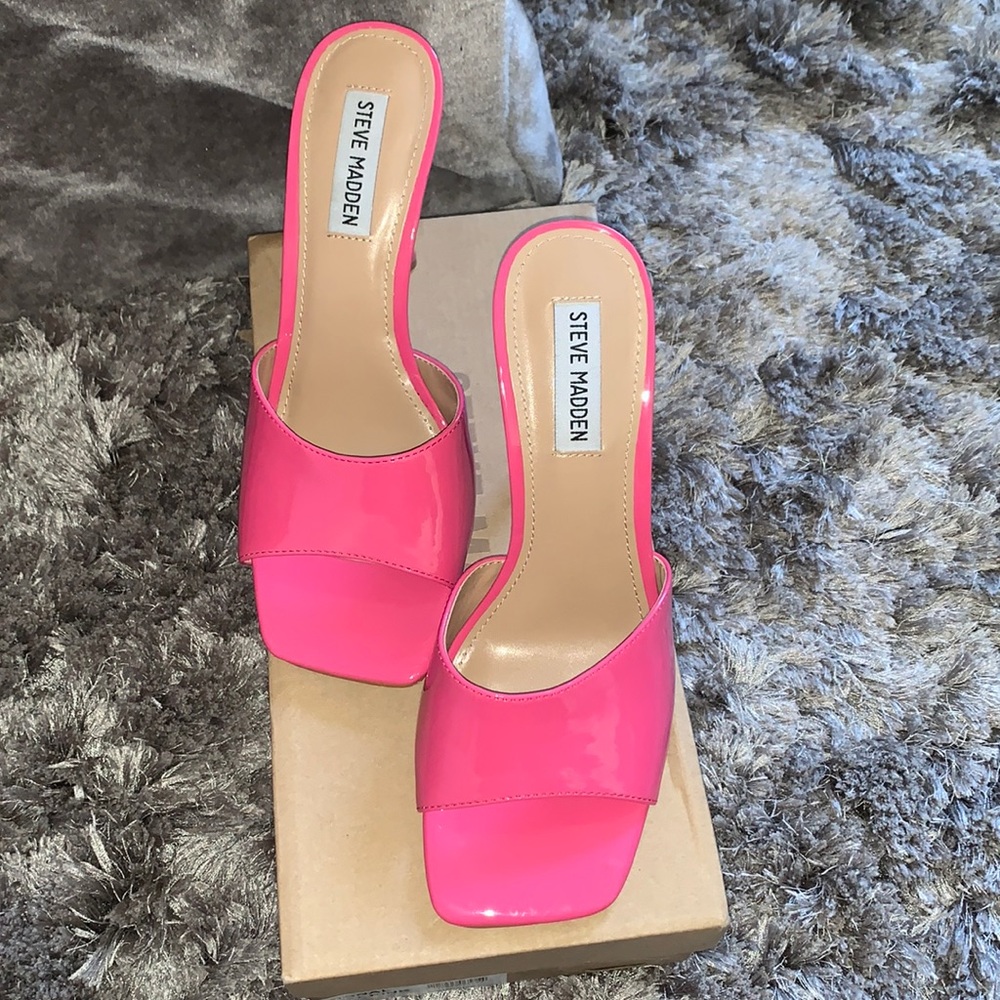 Steve Madden Hot Pink Patent Slide Heels